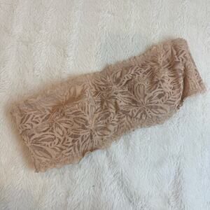 Aerie Strapless Lace Bra 36B Bandeau Underwire Floral Beige Bridal